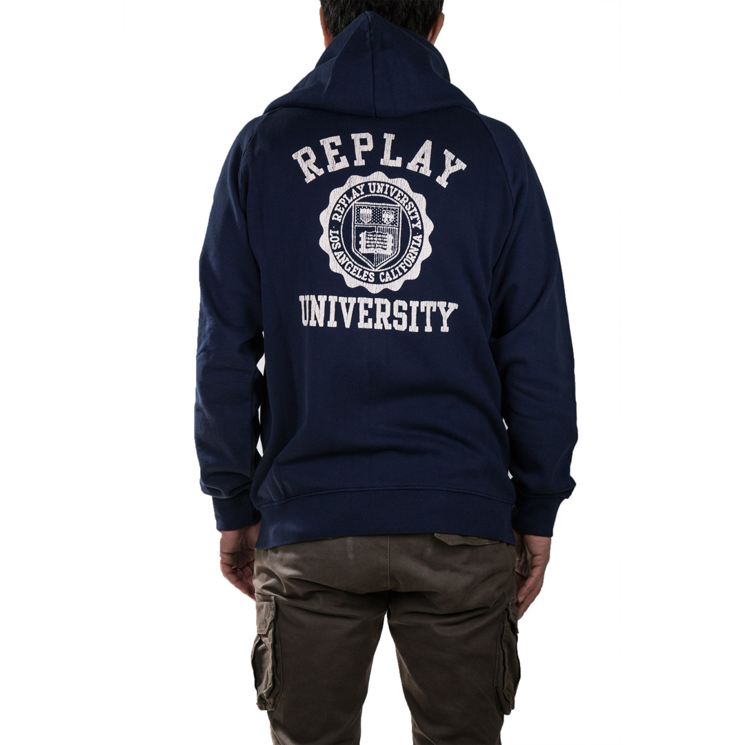REPLAY Felpa Con Cappuccio Uomo – Cotone Morbido, Scritta Logo, Vestibilità Regolare