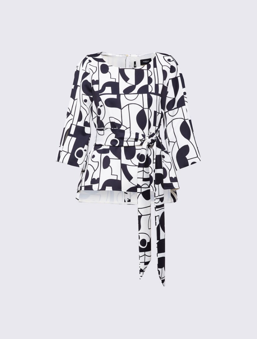 Comma Camicia Donna In Viscosa A Maniche Lunghe - Girocollo Con Bottone E Polsini Elasticizzati - Taglia 36