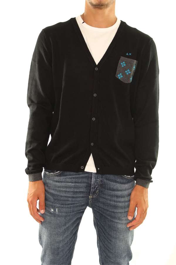 Blu Navy 27185 Cardigan SUN 68 Uomo Lupetto Bottoni Treccine 